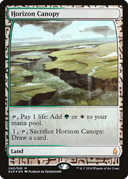 Horizon Canopy, carta Magic di tipo Land illustrata da Florian de Gesincourt