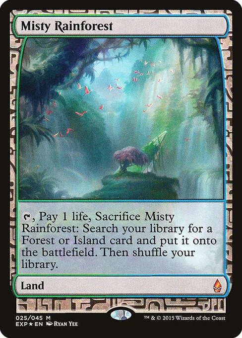 Misty Rainforest, carta Magic di tipo Land illustrata da Ryan Yee