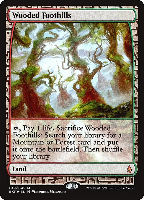 Wooded Foothills, carta Magic di tipo Land illustrata da Véronique Meignaud