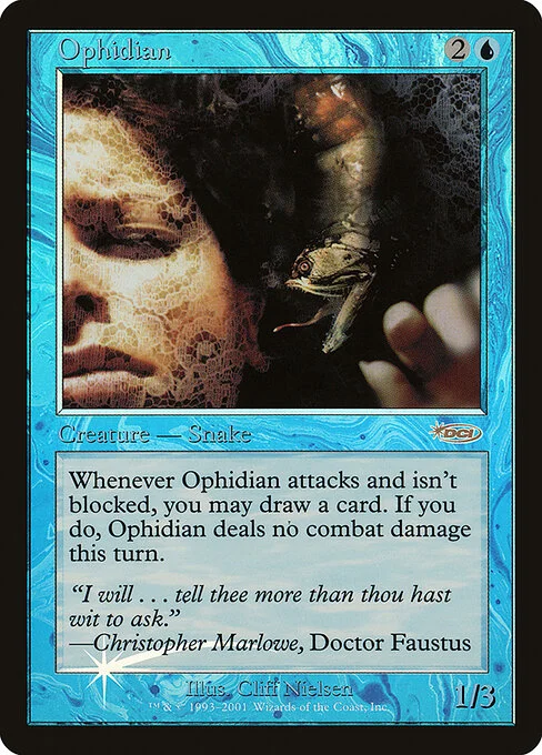Ophidian, carta Magic di tipo Creature — Snake illustrata da Cliff Nielsen