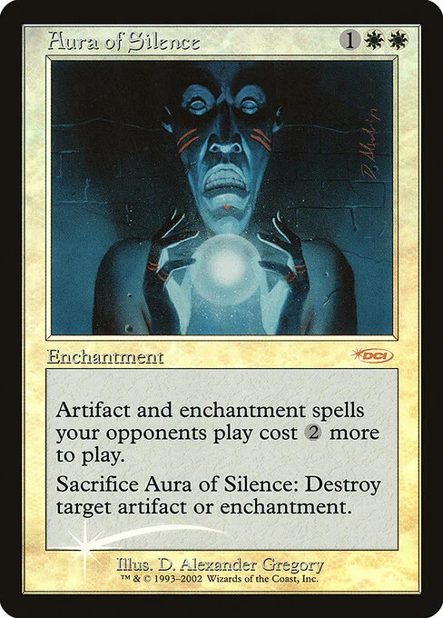 Aura of Silence, carta Magic di tipo Enchantment illustrata da D. Alexander Gregory
