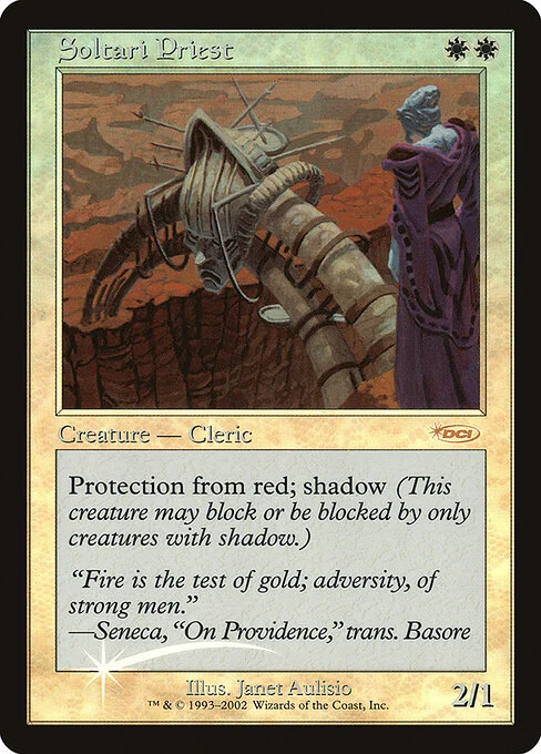 Soltari Priest, carta Magic di tipo Creature — Soltari Cleric illustrata da Janet Aulisio