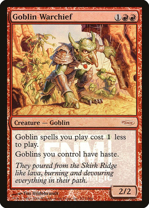 Goblin Warchief, carta Magic di tipo Creature — Goblin Warrior illustrata da Greg Hildebrandt & Tim Hildebrandt