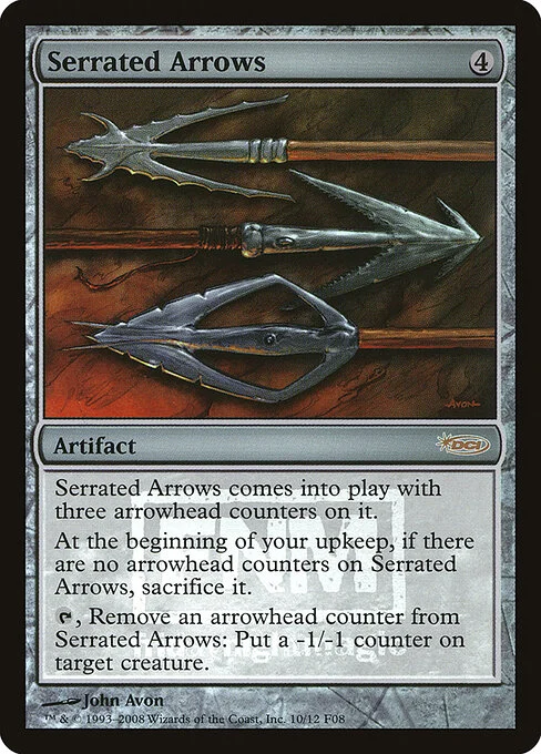 Serrated Arrows, carta Magic di tipo Artifact illustrata da John Avon