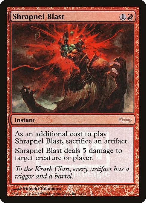 Shrapnel Blast, carta Magic di tipo Instant illustrata da Hideaki Takamura
