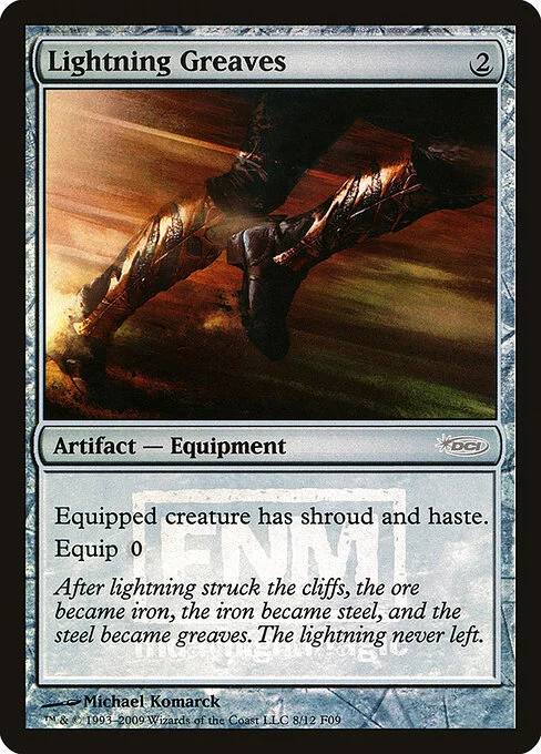 Lightning Greaves, carta Magic di tipo Artifact — Equipment illustrata da Michael Komarck