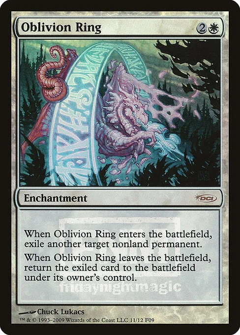 Oblivion Ring, carta Magic di tipo Enchantment illustrata da Chuck Lukacs