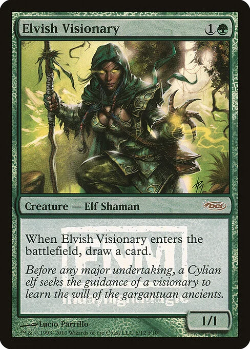 Elvish Visionary, carta Magic di tipo Creature — Elf Shaman illustrata da Lucio Parrillo