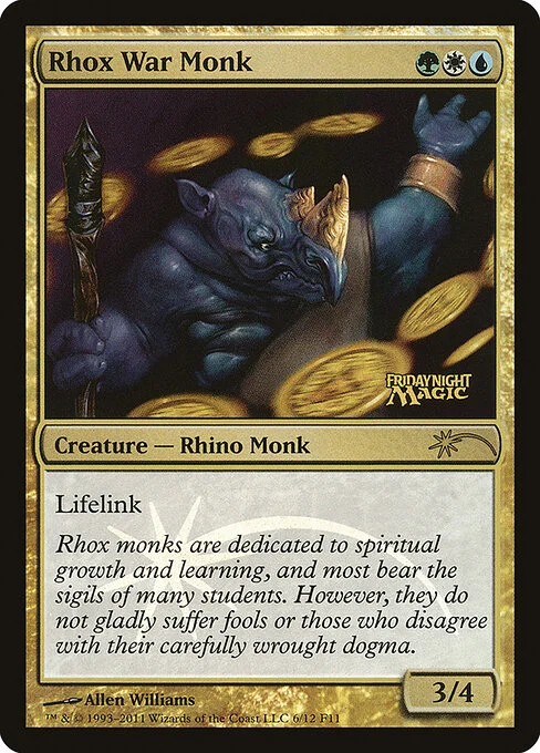 Rhox War Monk, carta Magic di tipo Creature — Rhino Monk illustrata da Allen Williams