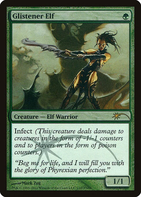 Glistener Elf, carta Magic di tipo Creature — Phyrexian Elf Warrior illustrata da Mark Zug