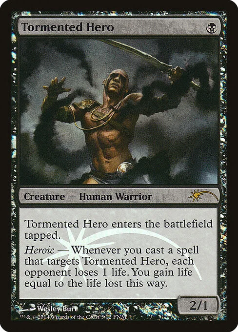 Tormented Hero, carta Magic di tipo Creature — Human Warrior illustrata da Wesley Burt