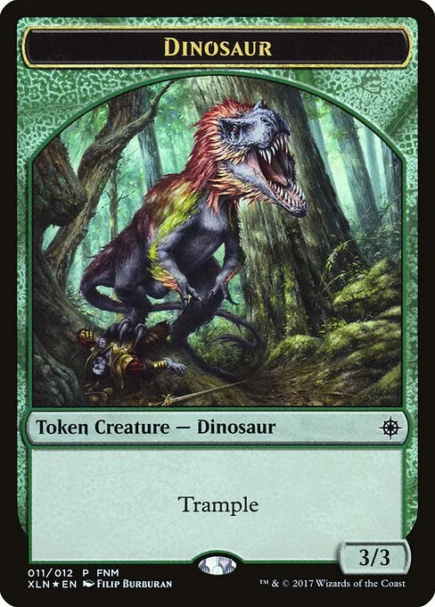 Dinosaur // Treasure, carta Magic di tipo Token Creature — Dinosaur // Token Artifact — Treasure illustrata da Filip Burburan & Florian de Gesincourt