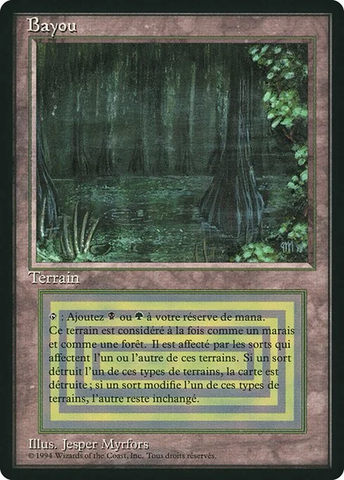 Bayou, carta Magic di tipo Land — Swamp Forest illustrata da Jesper Myrfors