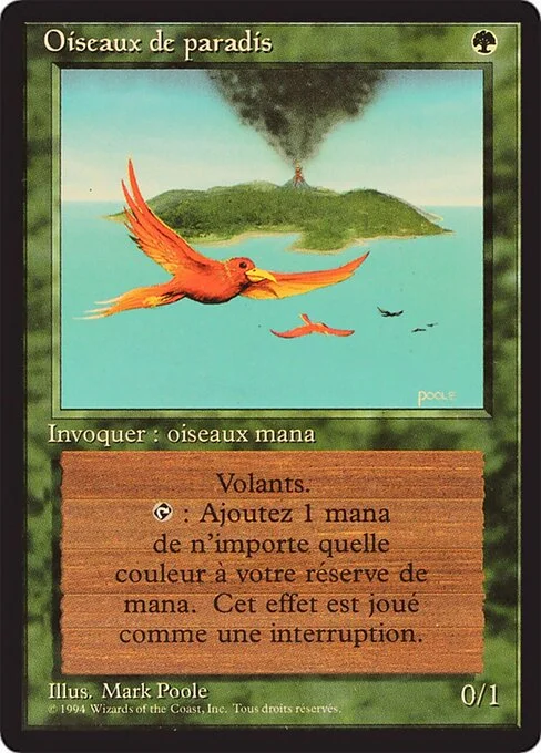 Birds of Paradise, carta Magic di tipo Creature — Bird illustrata da Mark Poole