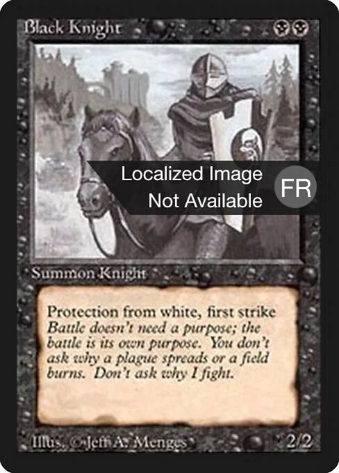 Black Knight, carta Magic di tipo Creature — Human Knight illustrata da Jeff A. Menges