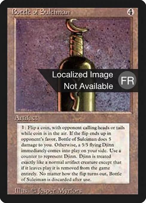 Bottle of Suleiman, carta Magic di tipo Artifact illustrata da Jesper Myrfors