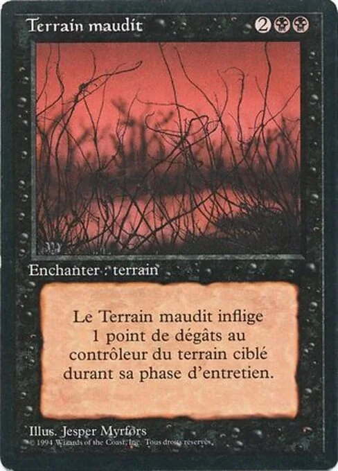 Cursed Land, carta Magic di tipo Enchantment — Aura illustrata da Jesper Myrfors