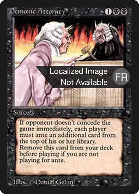 Demonic Attorney, carta Magic di tipo Sorcery illustrata da Daniel Gelon