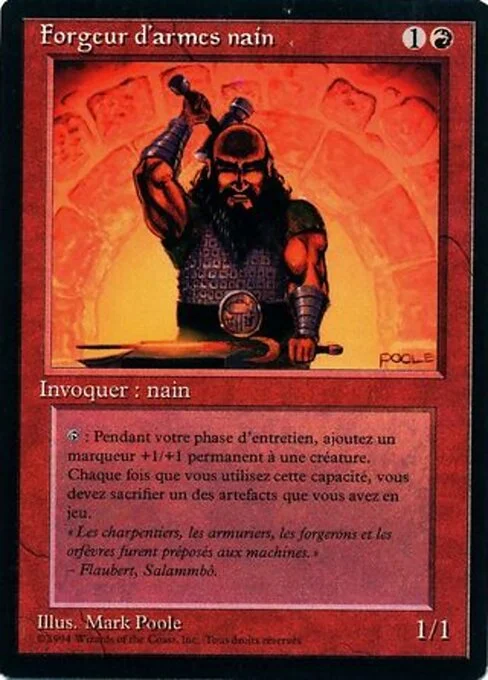 Dwarven Weaponsmith, carta Magic di tipo Creature — Dwarf Artificer illustrata da Mark Poole