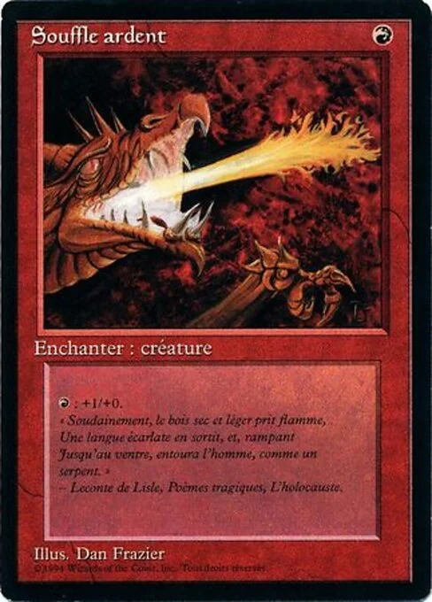Firebreathing, carta Magic di tipo Enchantment — Aura illustrata da Dan Frazier