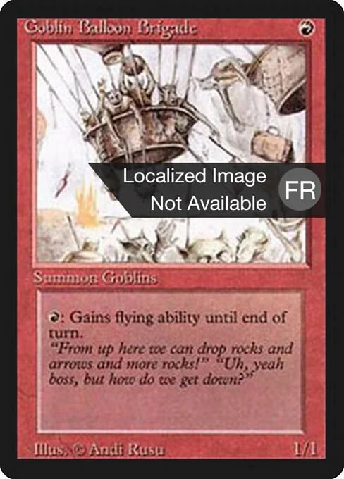Goblin Balloon Brigade, carta Magic di tipo Creature — Goblin Warrior illustrata da Andi Rusu