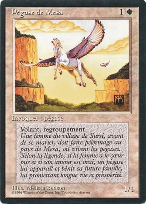 Mesa Pegasus, carta Magic di tipo Creature — Pegasus illustrata da Melissa A. Benson