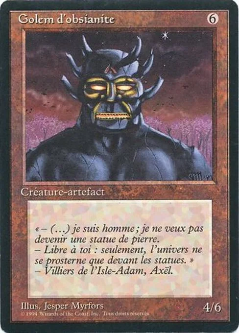 Obsianus Golem, carta Magic di tipo Artifact Creature — Golem illustrata da Jesper Myrfors