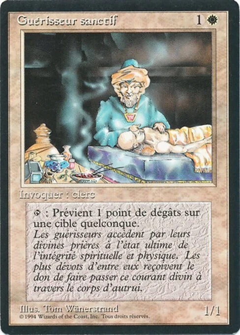 Samite Healer, carta Magic di tipo Creature — Human Cleric illustrata da Tom Wänerstrand
