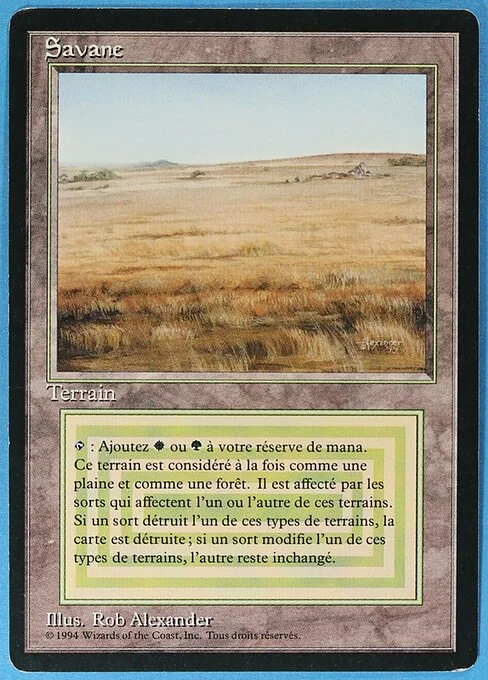 Savannah, carta Magic di tipo Land — Forest Plains illustrata da Rob Alexander
