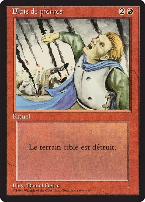 Stone Rain, carta Magic di tipo Sorcery illustrata da Daniel Gelon
