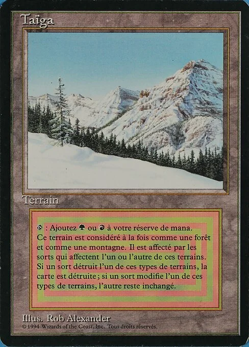 Taiga, carta Magic di tipo Land — Mountain Forest illustrata da Rob Alexander