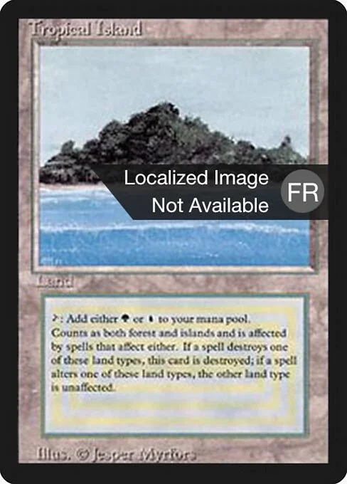 Tropical Island, carta Magic di tipo Land — Forest Island illustrata da Jesper Myrfors