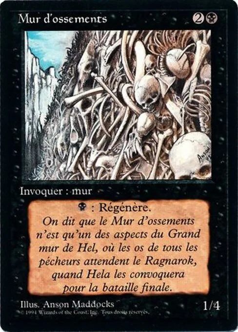 Wall of Bone, carta Magic di tipo Creature — Skeleton Wall illustrata da Anson Maddocks