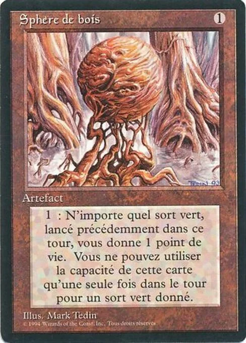 Wooden Sphere, carta Magic di tipo Artifact illustrata da Mark Tedin