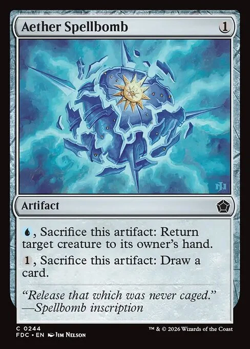 Aether Spellbomb, carta Magic di tipo Artifact illustrata da Jim Nelson