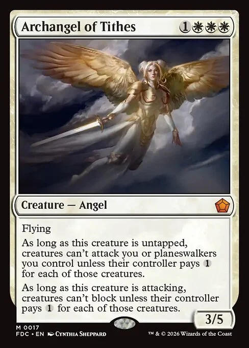 Archangel of Tithes, carta Magic di tipo Creature — Angel illustrata da Cynthia Sheppard