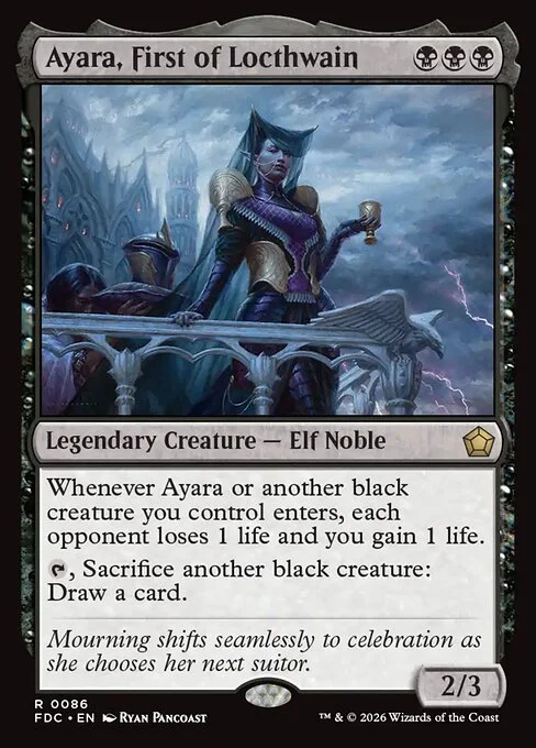 Ayara, First of Locthwain, carta Magic di tipo Legendary Creature — Elf Noble illustrata da Ryan Pancoast