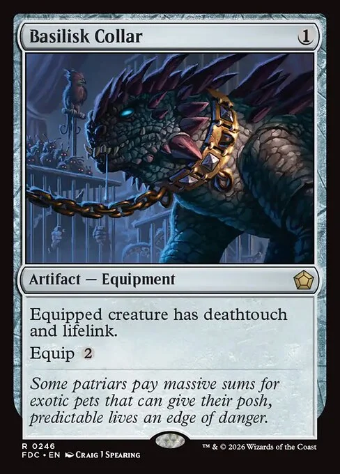 Basilisk Collar, carta Magic di tipo Artifact — Equipment illustrata da Craig J Spearing