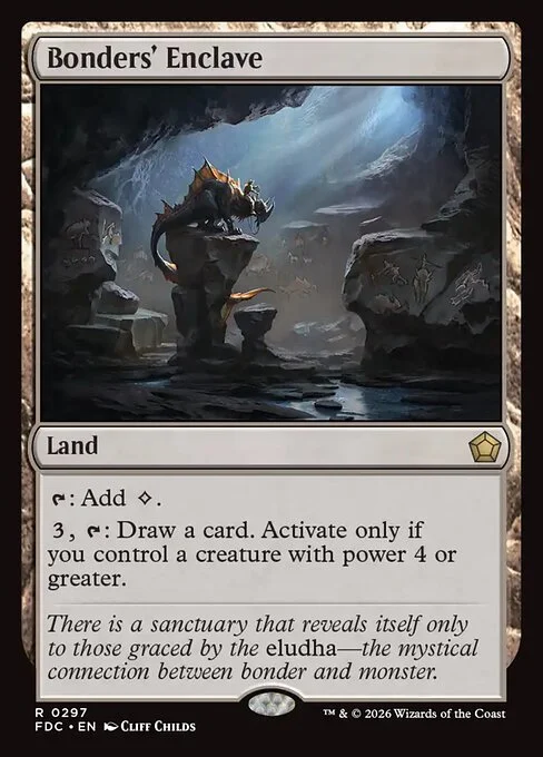 Bonders' Enclave, carta Magic di tipo Land illustrata da Cliff Childs