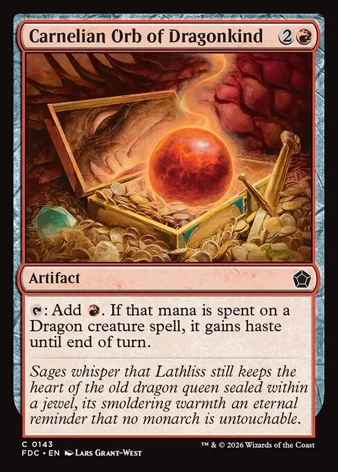 Carnelian Orb of Dragonkind, carta Magic di tipo Artifact illustrata da Lars Grant-West