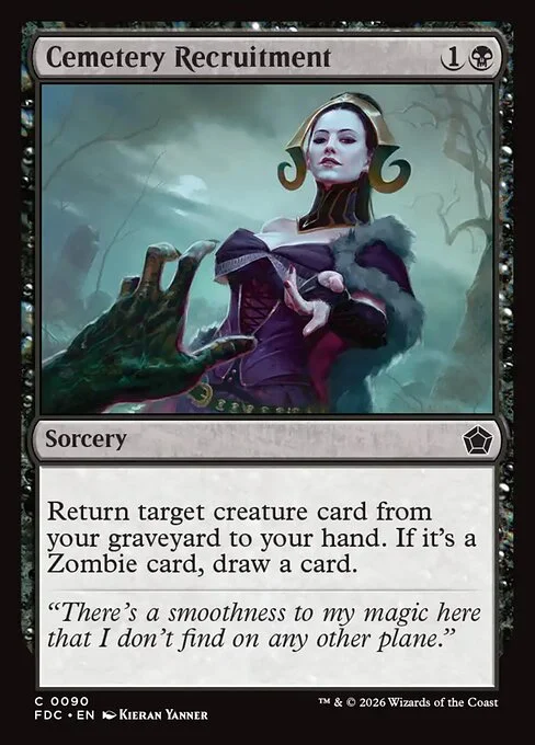 Cemetery Recruitment, carta Magic di tipo Sorcery illustrata da Kieran Yanner