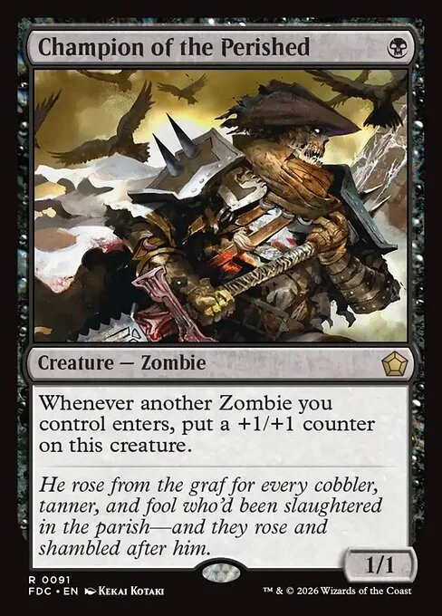 Champion of the Perished, carta Magic di tipo Creature — Zombie illustrata da Kekai Kotaki
