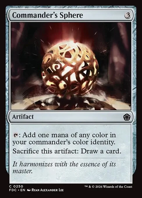 Commander's Sphere, carta Magic di tipo Artifact illustrata da Ryan Alexander Lee