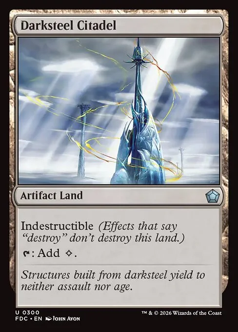 Darksteel Citadel, carta Magic di tipo Artifact Land illustrata da John Avon