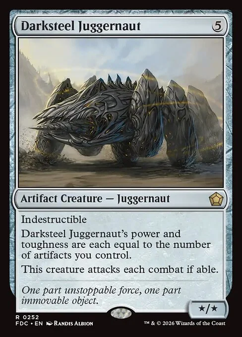 Darksteel Juggernaut, carta Magic di tipo Artifact Creature — Juggernaut illustrata da Randis Albion