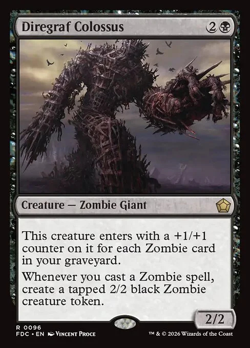 Diregraf Colossus, carta Magic di tipo Creature — Zombie Giant illustrata da Vincent Proce