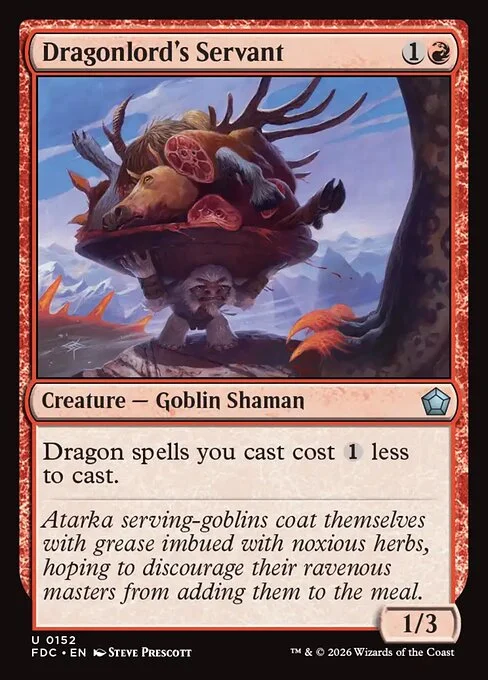 Dragonlord's Servant, carta Magic di tipo Creature — Goblin Shaman illustrata da Steve Prescott