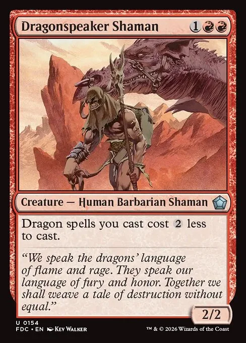Dragonspeaker Shaman, carta Magic di tipo Creature — Human Barbarian Shaman illustrata da Kev Walker