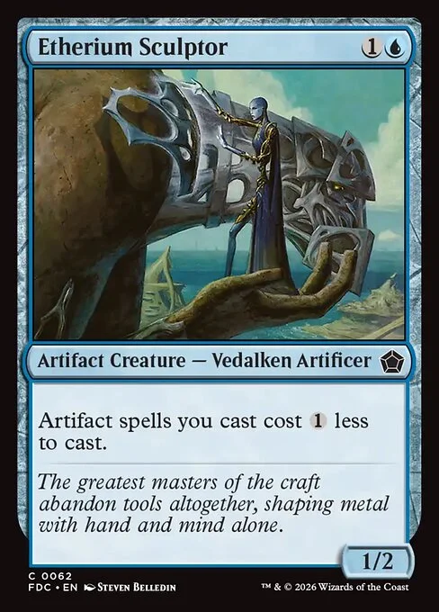 Etherium Sculptor, carta Magic di tipo Artifact Creature — Vedalken Artificer illustrata da Steven Belledin