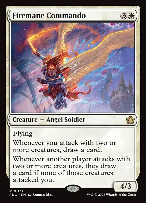 Firemane Commando, carta Magic di tipo Creature — Angel Soldier illustrata da Andrew Mar